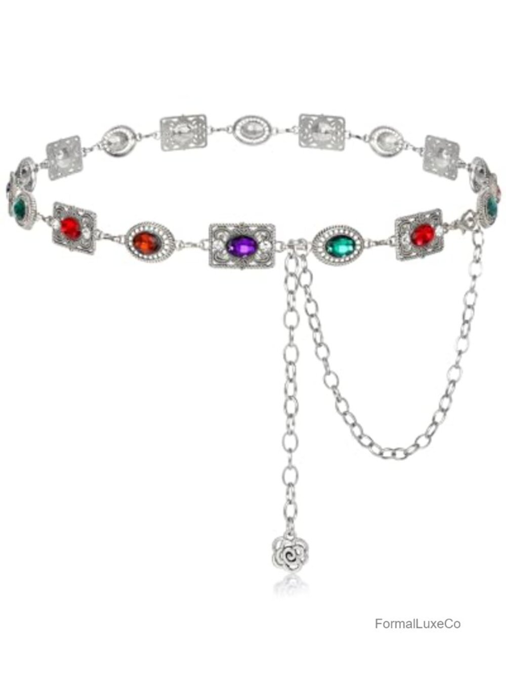 Western Concho Chain Belt For Women Metal Rhinestone Waist Chain Cowgirl Jeans